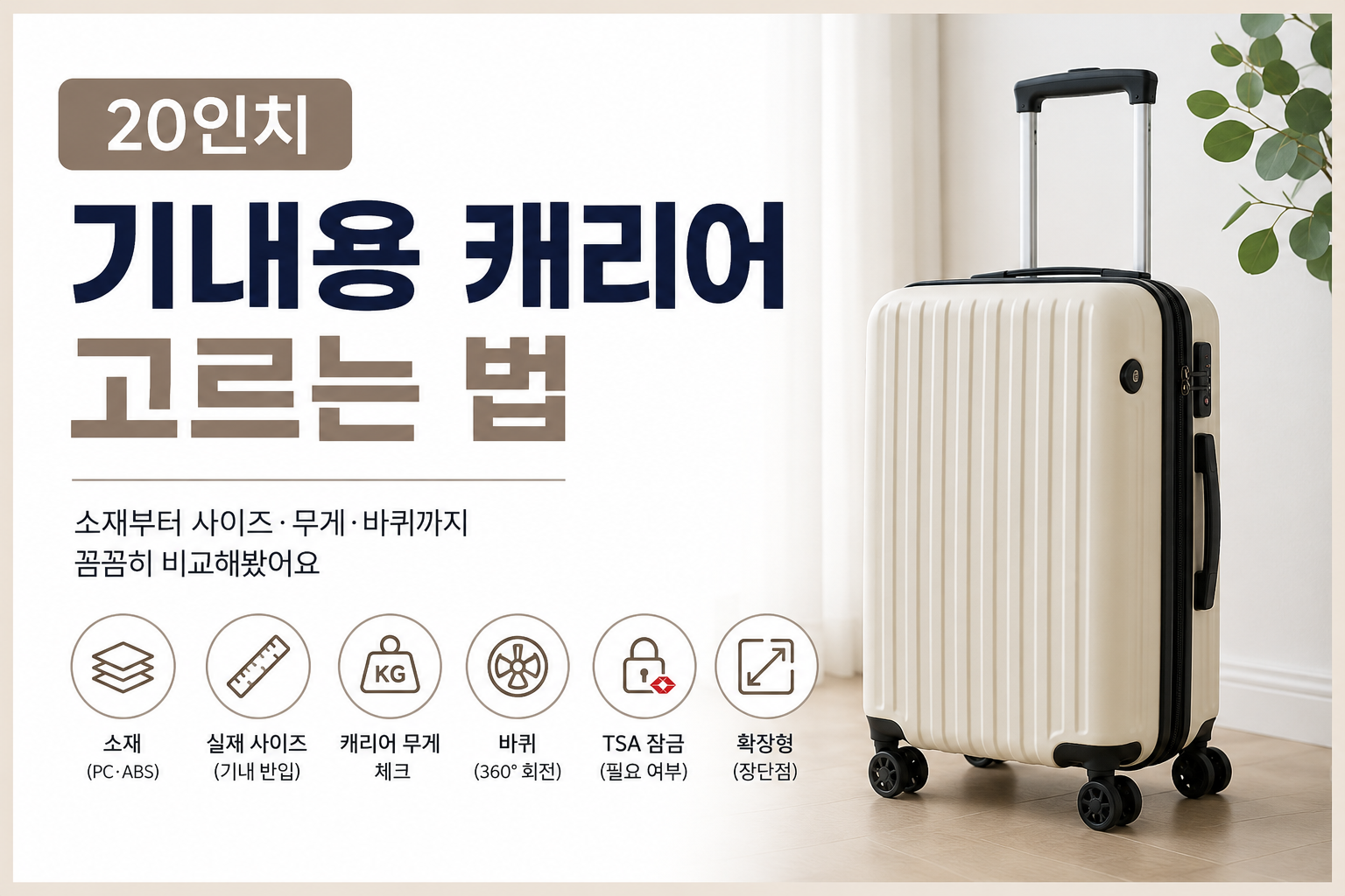 0인치 기내용 캐리어 고르는 법 - 소재, 사이즈, 무게, 바퀴 비교