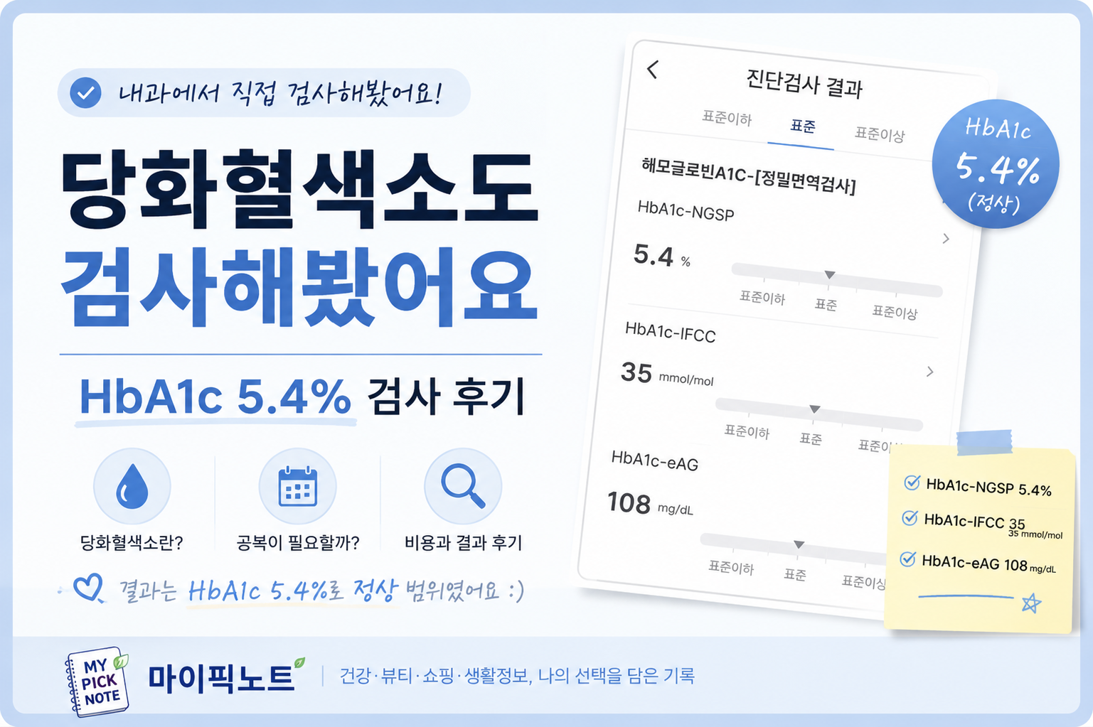 공복혈당 정상인데 당화혈색소 검사 HbA1c 5.4% 후기